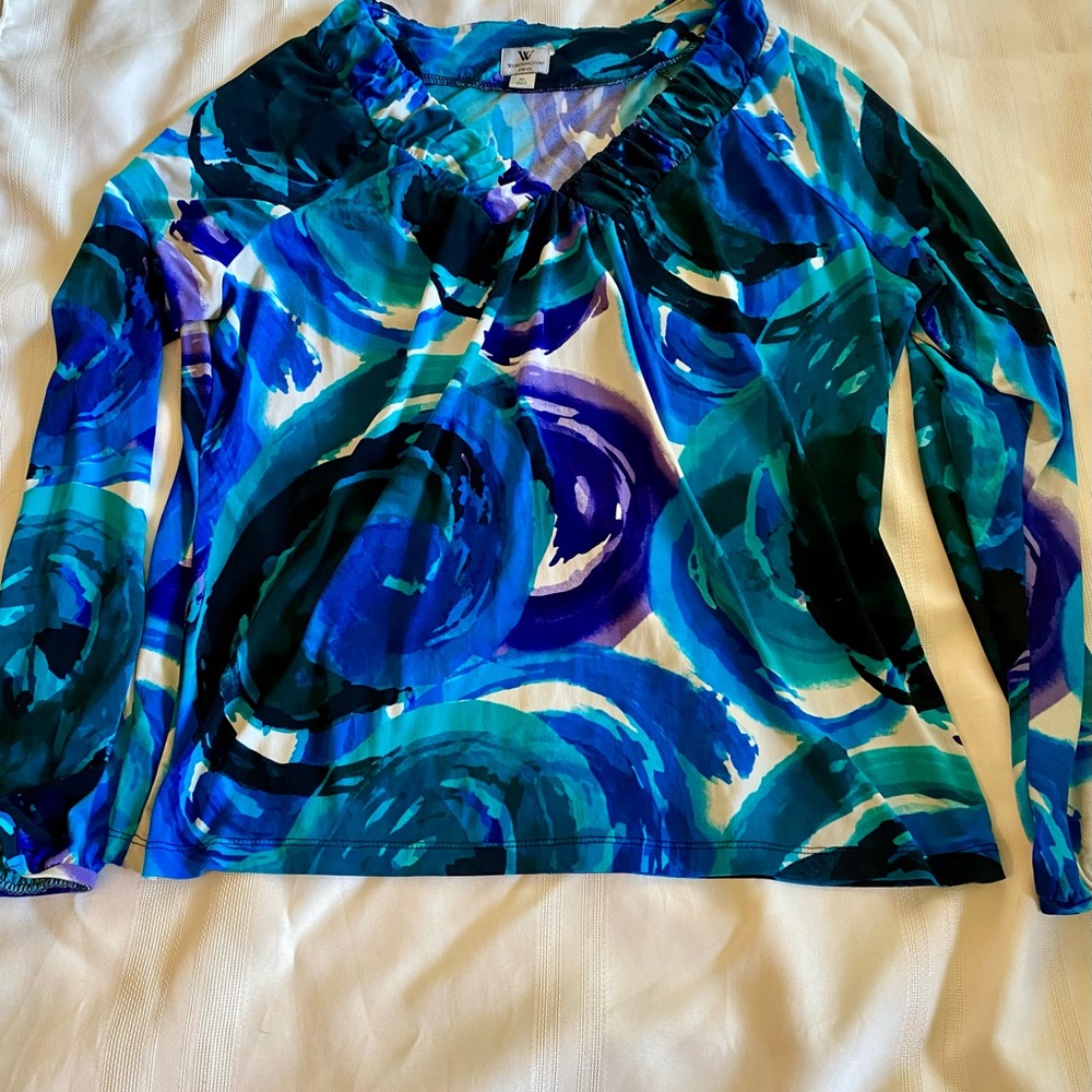 Worthington Blue Graphic Blouse
